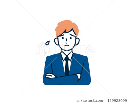 一名男子雙手交叉放在胸前,神情擔憂。 一名男子雙手交叉放在胸前,神情擔憂。 139928099