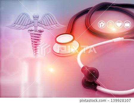 Stethoscope with medical symbol Stethoscope with medical symbol 139928107