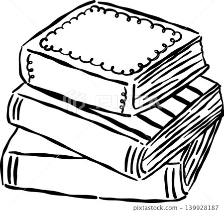 Stack Books Outline Stylized Hand Drawn, preppy bookish Stack Books Outline Stylized Hand Drawn, preppy bookish 139928187