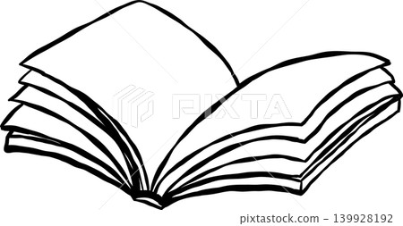 Open Book Outline Blank Page Illustration 139928192