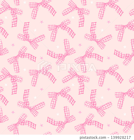 Whimsy Pastel Pink Gingham Bow Seamless Pattern isolated on Background Whimsical Coquette Hand Drawn Retro Girly Aesthetic for Fabric and Wallpaper Whimsy Pastel Pink Gingham Bow Seamless Pattern isolated on Background Whimsical Coquette Hand Drawn Retro Girly Aesthetic for Fabric and Wallpaper 139928217