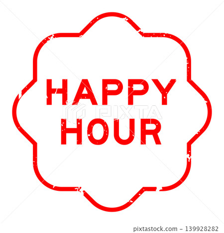Grunge red happy hour word square seal stamp on white background Grunge red happy hour word square seal stamp on white background 139928282