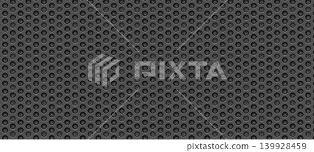 Dark perforated metal background, circular hole black pattern 139928459