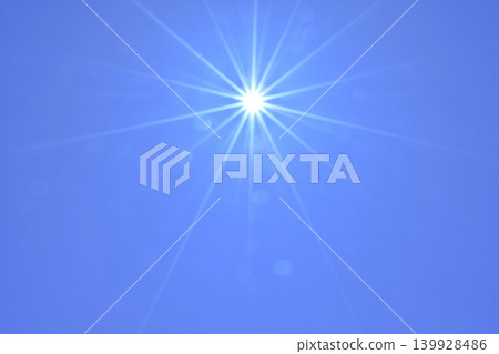 Blue sky and sun - Free space image (fixed shot) 139928486