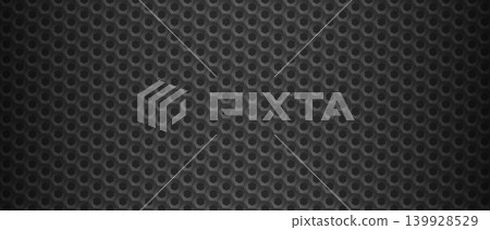 Dark carbon perforated metal background with circular hole pattern Dark carbon perforated metal background with circular hole pattern 139928529