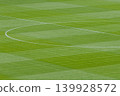 A beautiful soccer pitch with lush green grass 139928572