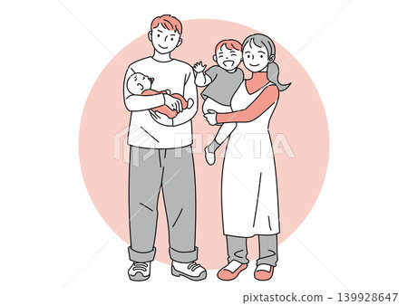 A smiling family (full body view) A smiling family (full body view) 139928647