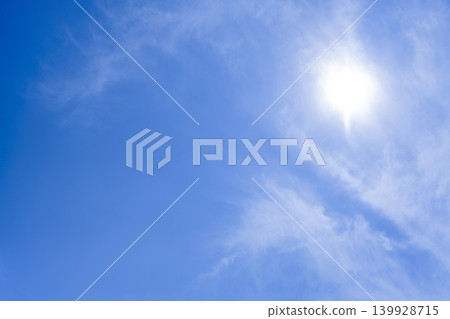Background image of a spring blue sky and sun shining through thin clouds - Yokohama Background image of a spring blue sky and sun shining through thin clouds - Yokohama 139928715