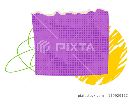 Torn purple halftone paper. Grunge strokes background. Paper note for text design. Torn purple halftone paper. Grunge strokes background. Paper note for text design. 139929112