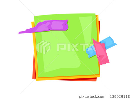 Paper note with adhesive tape. Green background scotch tape for reminder. 139929118