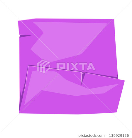 Paper note purple crumpled sticker. Frame or background for reminder. Paper note purple crumpled sticker. Frame or background for reminder. 139929126