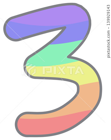Colorful pride rainbow alphabet number three 139929143