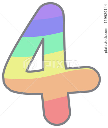 Colorful pride rainbow alphabet number four Colorful pride rainbow alphabet number four 139929144