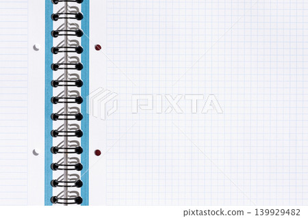 Open squared notebook page presenting blank space for text or drawing Open squared notebook page presenting blank space for text or drawing 139929482