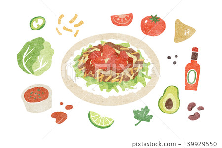 Taco rice and ingredients Taco rice and ingredients 139929550