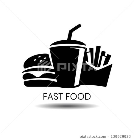 Fast Food logo design, minimalist dynamic icon for quick dining and snack bar, professional vector symbol for burger cafe and tasty takeaway meal business branding identity project. Fast Food logo design, minimalist dynamic icon for quick dining and snack bar, professional vector symbol for burger cafe and tasty takeaway meal business branding identity project. 139929923