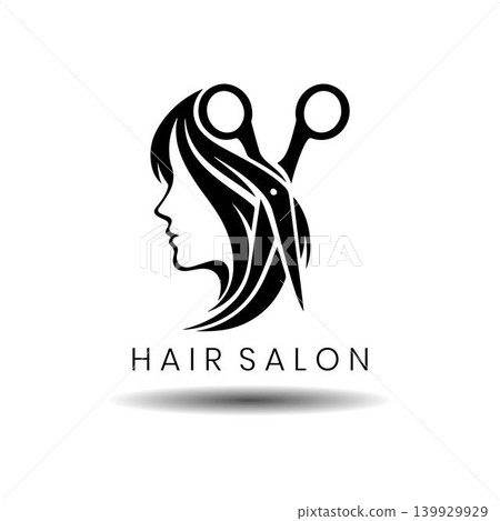 Hair Salon logo design, minimalist scissors and stylish hair symbol for beauty parlor, professional vector icon for trendy barbershop and creative hairstyling studio branding identity. Hair Salon logo design, minimalist scissors and stylish hair symbol for beauty parlor, professional vector icon for trendy barbershop and creative hairstyling studio branding identity. 139929929