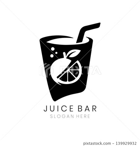 Juice Bar logo design, fresh fruit and liquid splash symbol for healthy drink shop, professional vector icon for organic smoothie cafe and cold pressed beverage brand, minimalist concept. 139929932