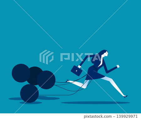 Debt pressure.The businessman was surrounded by iron pendulums. Debt pressure.The businessman was surrounded by iron pendulums. 139929971