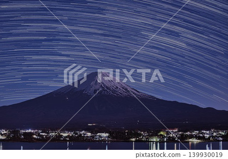 富士山與星軌:夜湖風景與星空攝影 富士山與星軌:夜湖風景與星空攝影 139930019
