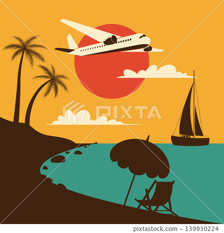 vintage vibrant summer travel vacation poster vintage vibrant summer travel vacation poster 139930224