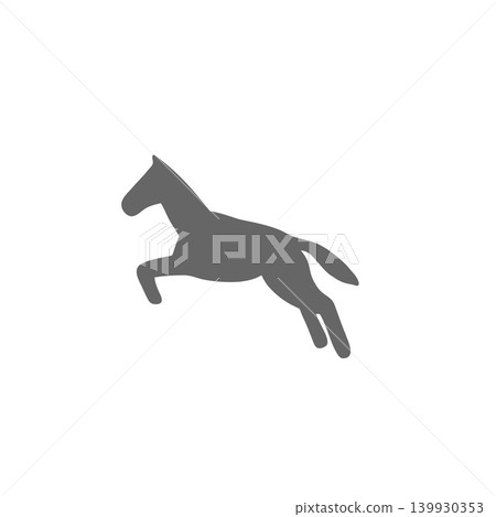 Dynamic horse silhouette illustration on a white background - perfect for sports and event-related materials. Dynamic horse silhouette illustration on a white background - perfect for sports and event-related materials. 139930353