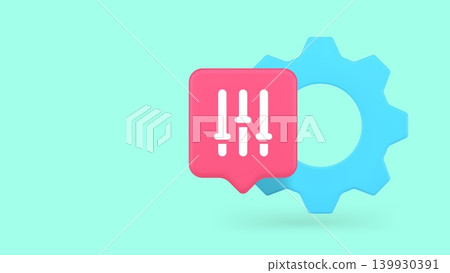 Technical Settings And Configuration Gear 3d Banner Template Vector Illustration. 139930391