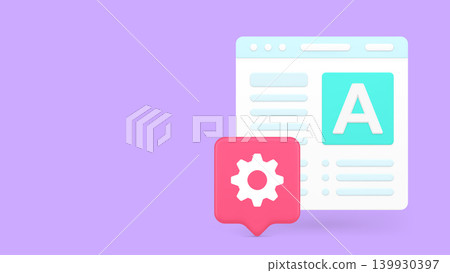 Web Development And Content Management 3d Banner Template Vector Illustration. Web Development And Content Management 3d Banner Template Vector Illustration. 139930397