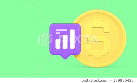 Financial Data Analytics And Growth Chart 3d Banner Template Vector Illustration. Financial Data Analytics And Growth Chart 3d Banner Template Vector Illustration. 139930423