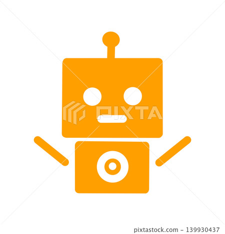 Cute orange robot illustration, simple pictogram character Cute orange robot illustration, simple pictogram character 139930437