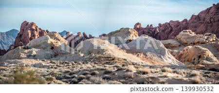 Valley of Fire State Park Nevada Panoramic Desert Landscapes with Red Rock Formations Sandstone Hill Valley of Fire State Park Nevada Panoramic Desert Landscapes with Red Rock Formations Sandstone Hill 139930532