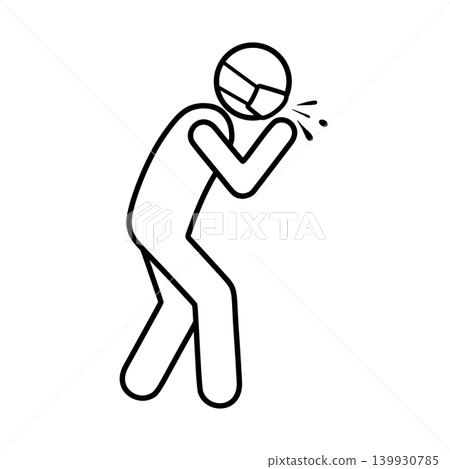 Line icon of a person coughing Line icon of a person coughing 139930785