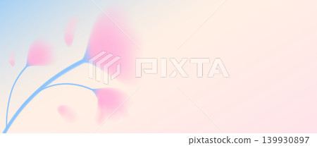 Gentle flower blur shapes in soft gradient haze for spring banner. Pink and blue tulip floral forms with dreamy gradation and flower petals. Ethereal vector background with translucent blur blooms Gentle flower blur shapes in soft gradient haze for spring banner. Pink and blue tulip floral forms with dreamy gradation and flower petals. Ethereal vector background with translucent blur blooms 139930897
