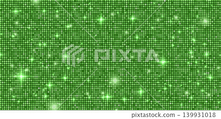Disco glitter sequin with green background texture for backdrop glam dance. Tile pattern ball with party mosaic retro for fashion bright effect. Vector sequin disco background Disco glitter sequin with green background texture for backdrop glam dance. Tile pattern ball with party mosaic retro for fashion bright effect. Vector sequin disco background 139931018