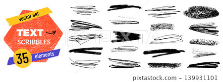 Text highlight scribbles with textured freehand underline and emphasis marks. Crayon pencil line strokes in messy sketch for note design. Bold text vector set with grunge highlighter art Text highlight scribbles with textured freehand underline and emphasis marks. Crayon pencil line strokes in messy sketch for note design. Bold text vector set with grunge highlighter art 139931101