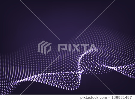 Dotted wave mesh on dark abstract technology background Dotted wave mesh on dark abstract technology background 139931497