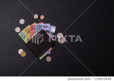 Australia, Australian dollar paper money and coins, financing exchange. Australian currency 139931646