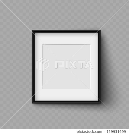 Realistic Black Square Picture Frame Mockup. Vector Blank Poster or Photo Template with Passepartout. Realistic Black Square Picture Frame Mockup. Vector Blank Poster or Photo Template with Passepartout. 139931699