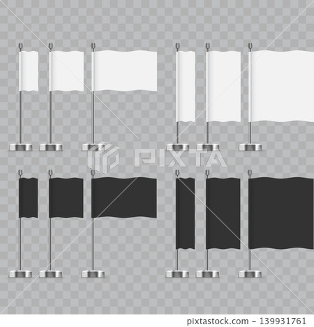 Set of Blank Desk Flag Mockup Set Vector Set of Blank Desk Flag Mockup Set Vector 139931761