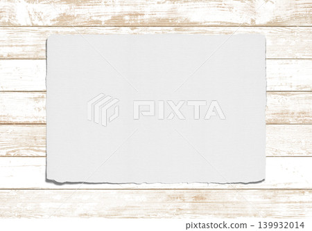 White wooden deck and natural paper frame 139932014