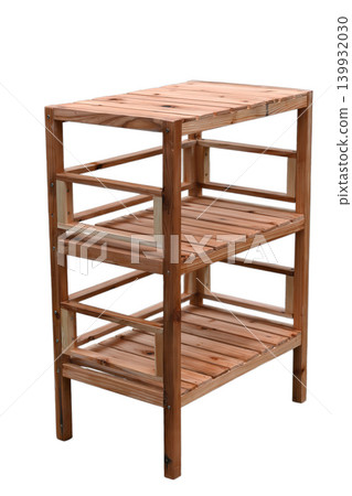 Wooden shelf rack storage furniture three tier natural pine simple minimalist home organizer warm rustic texture Wooden shelf rack storage furniture three tier natural pine simple minimalist home organizer warm rustic texture 139932030