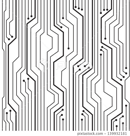 Abstract technology seamless pattern with black futuristic geometric lines. Vector digital cyber background for web and graphic design. Abstract technology seamless pattern with black futuristic geometric lines. Vector digital cyber background for web and graphic design. 139932181