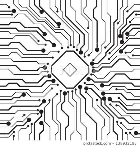 Abstract technology seamless pattern with black futuristic geometric lines. Vector digital cyber background for web and graphic design. Abstract technology seamless pattern with black futuristic geometric lines. Vector digital cyber background for web and graphic design. 139932183