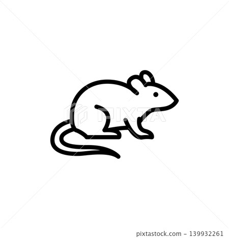Minimalist icon of a common house mouse, a primary carrier for hantavirus. Minimalist icon of a common house mouse, a primary carrier for hantavirus. 139932261