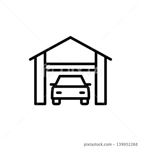 Simple icon of a garage, often a site for rodent activity and dust. Simple icon of a garage, often a site for rodent activity and dust. 139932268