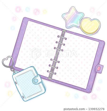 Unused cute sticker book and mini collectible book keychain illustration set frame mockup Unused cute sticker book and mini collectible book keychain illustration set frame mockup 139932278