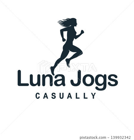 Minimalist Fitness Logo Featuring a Female Runner Silhouette in a Clean Sports Vector Style for Jogging, Wellness, Gym, And Active Lifestyle Branding. Minimalist Fitness Logo Featuring a Female Runner Silhouette in a Clean Sports Vector Style for Jogging, Wellness, Gym, And Active Lifestyle Branding. 139932342