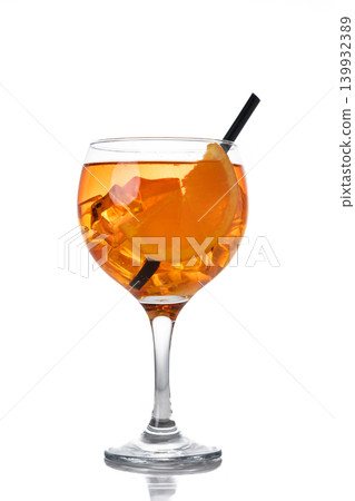 Refreshing Aperol Spritz cocktail isolated on white background Refreshing Aperol Spritz cocktail isolated on white background 139932389