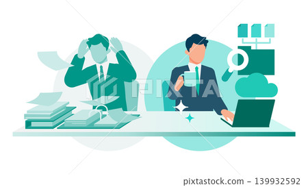 Before and after: Going from a mountain of paper documents to a paperless system through document digitization. Before and after: Going from a mountain of paper documents to a paperless system through document digitization. 139932592