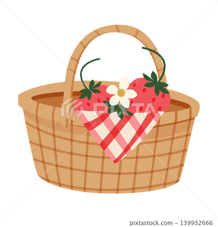 Vector illustration of a basket with strawberries isolated on white background. Vector illustration of a basket with strawberries isolated on white background. 139932666